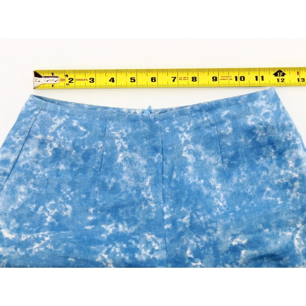 Reformation Linen Pants size 0 Blue White High Waist Straight Leg